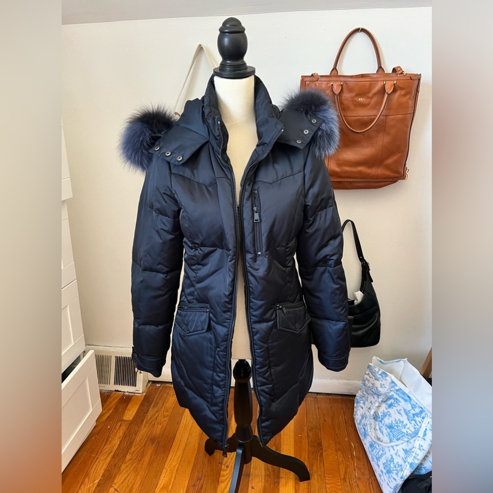1 Madison Blue Puffer Coat with detachable fur on hood